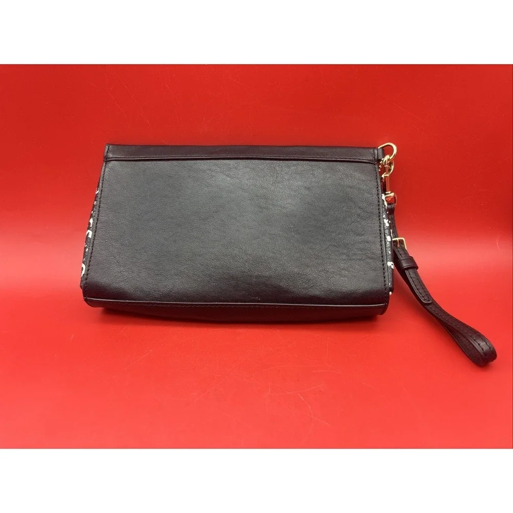 Coach Leather Madison  Large WRISTLET embossed python sides Black/white